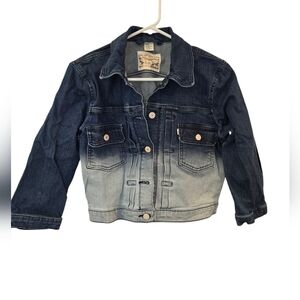 LEVI'S CROPPED OMBRE JEAN JACKET. SIZE MEDIUM.